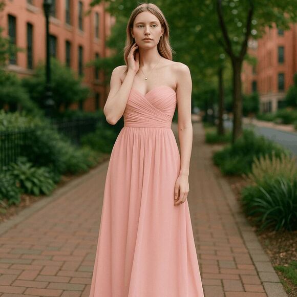 Lulus Maxi Gown Sz M Royal Engagement Strapless Blush Pink Dress Wedding Glamour - Picture 1 of 15